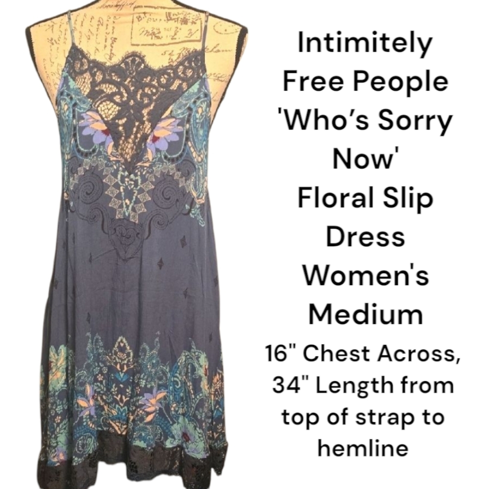 Intimately Free People 'Who's Sorry Now' Floral Slip Dress Women's Medium EUC